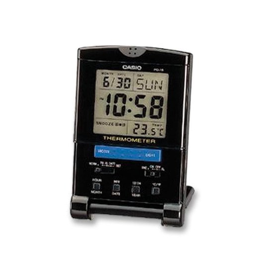 Casio Digitale Travel Wekker met Thermometer functie en LED Light PQ15
