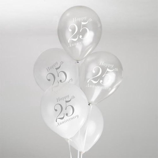Bij wet zeven Zelfrespect Neviti Vintage Romance 'Happy 25th anniversary' - Zilveren Huwelijk Jubileum  ballonnen... | bol.com