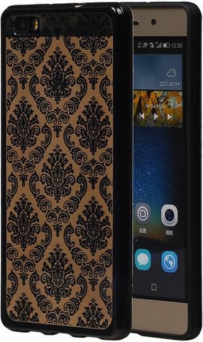 Zwart Brocant TPU back case cover hoesje voor Huawei P8 Lite