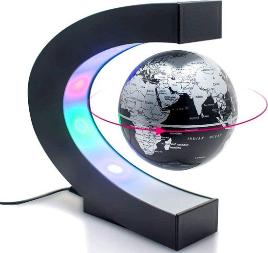 Globe terrestre flottant à rotation magnétique - Accessoire de bureau avec éclairage LED