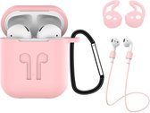 Hoes voor Apple AirPods Hoesje Case 3-in-1 Siliconen Cover - Lichtroze