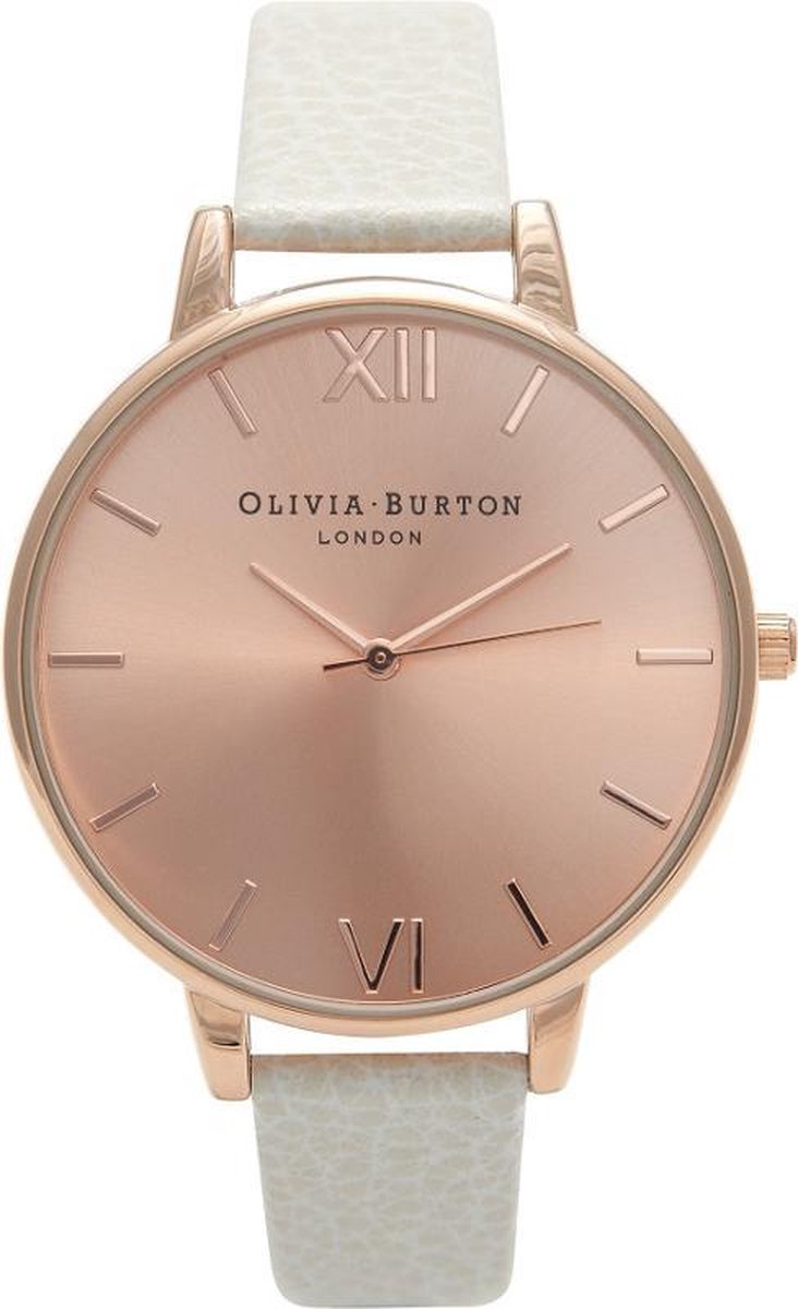 Olivia Burton Big Dial OB13BD11 - Horloge - Leer - Wit - Ø 38 mm