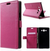 Litchi cover wallet case hoesje Samsung Galaxy A3 2015 roze