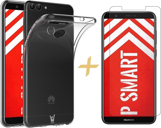 Huawei P Smart Case Translucide TPU Silicone Soft Gel Case + Protecteur d'écran en verre trempé - de iCall