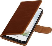 BestCases.nl Bruin Pull-Up PU booktype wallet cover hoesje voor Huawei Nova