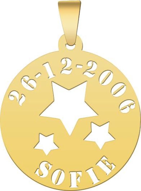 Gouden hanger met sterren met naam en geboortedatum | bol.com