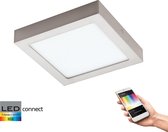 EGLO Connect Fueva-C - Wand/Plafondlamp - Wit en gekleurd licht - 225x225mm - Nikkel-Mat