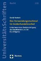 Das Verwendungsmerkmal im Insiderhandelsverbot