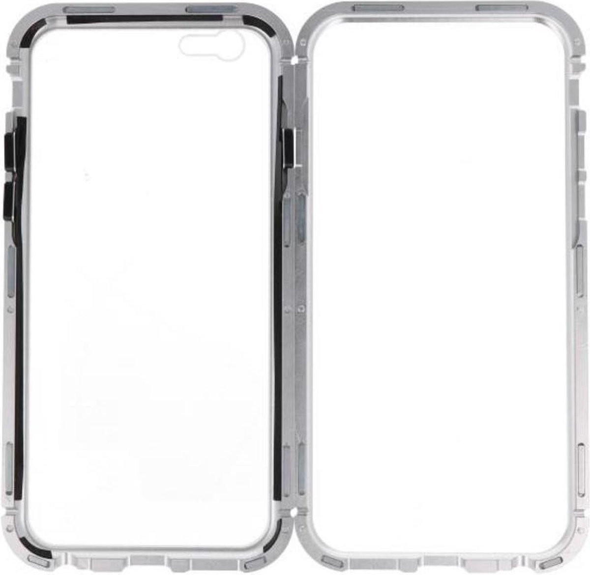 Zilver Transparant Magnetisch Back Cover Hoesje voor Apple iPhone 6 / 6s