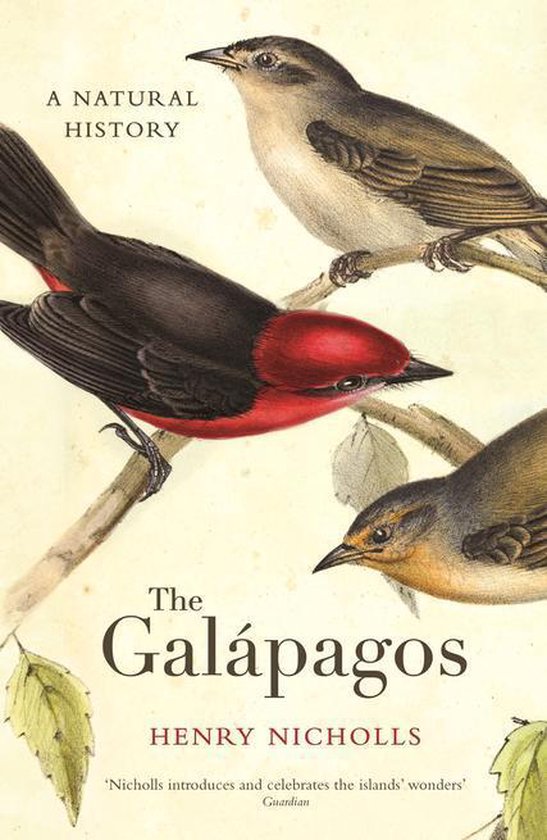Boekomslag: The Galápagos, een natuurhistorie, met illustraties van drie vogels.