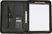Tassia Schrijfmap - A4 Luxe Conferentiemap - Ritssluiting  - Inclusief Rekenmachine, Ringband, Schrijfblok en Pen - Zwart (3107)