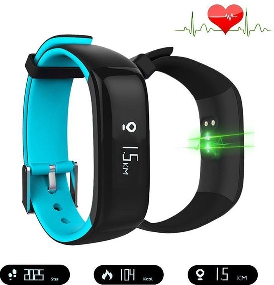 Activity Tracker P1 met hartslagmeter Stappenteller Grijs Pols 14