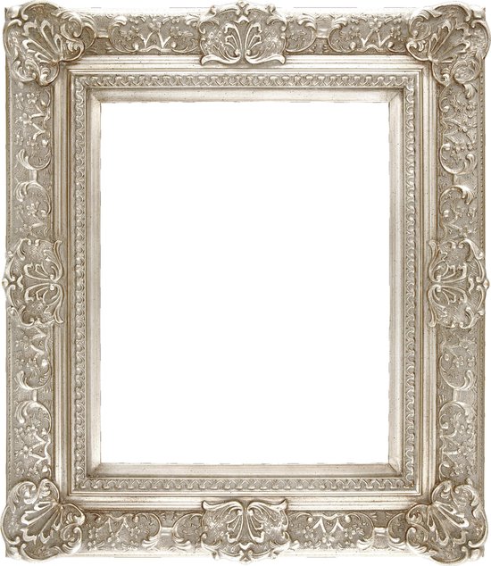 Kleine spiegel barok - Wand Spiegel William Buitenmaat 45x50cm Zilver - Sierspiegel voor badkamer, toilet of toiletruimte - Kleine barok spiegel voor schouw, openhaard of schoorsteen - Kleine barok wandspiegel voor hal - Zilveren sierspiegel