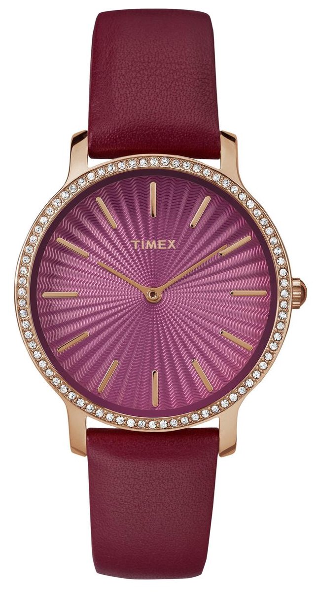Timex Transcend TW2R51100 Horloge - Leer - Paars - Ø 34 mm