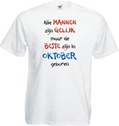 Mijncadeautje - T-shirt - wit - maat 3XL- Alle mannen zijn gelijk - oktober