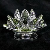 Kristal lotus bloem op draaischijf luxe top kwaliteit groene kleuren 9.5x6x9.5cm
