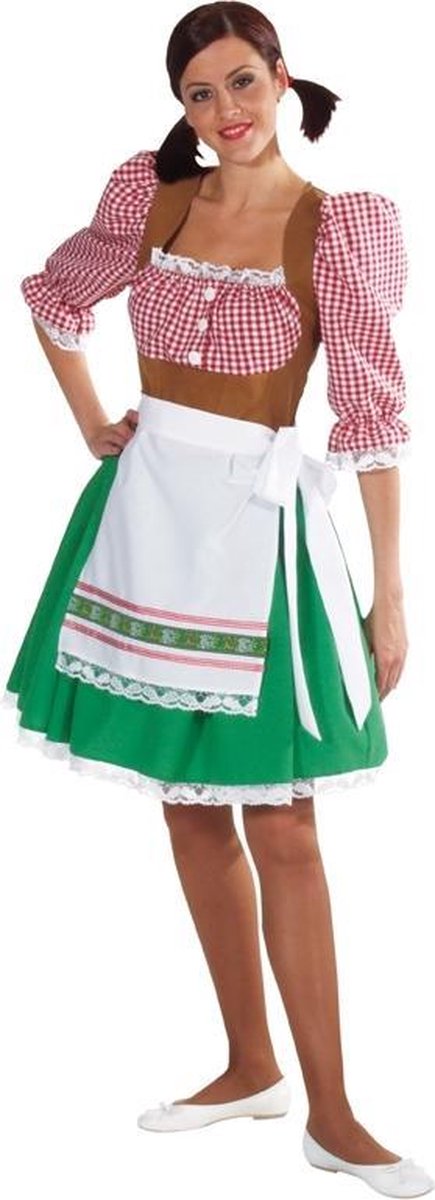 Heidi jurkje | Oktoberfest dirndl halflang rood/groen | Dames  verkleedkleding maat... | bol.com