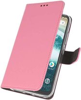 Booktype Telefoonhoesjes - Bookcase Hoesje - Wallet Case -  Geschikt voor Moto One - Roze