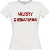 Merry christmas T-shirt maat XL Dames wit