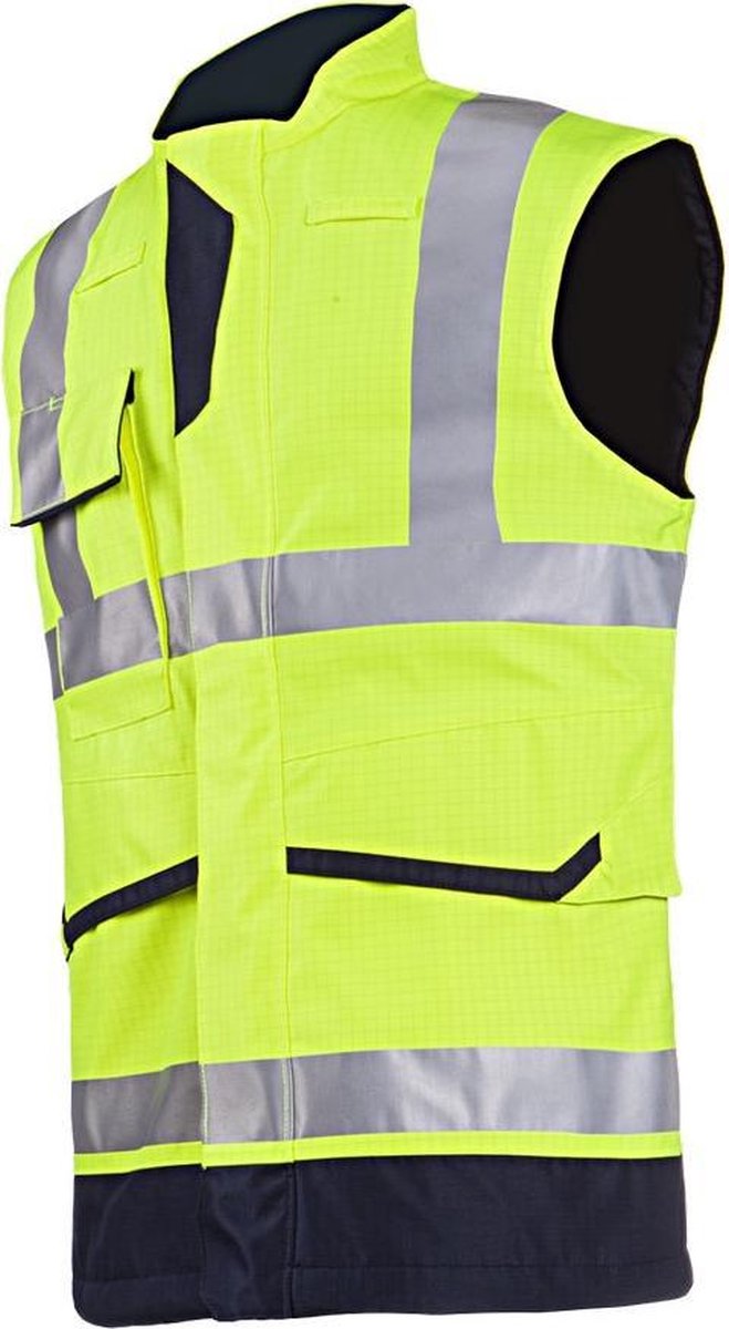 Sioen Flaxton Vlamvertragende en antistatische signalisatie bodywarmer Fluo /Marine Geel