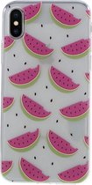 Shop4 - iPhone X Hoesje - Zachte Back Case Kleine Watermeloenen Transparant