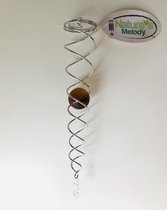 Nature's Melody Crystal Vortex Spinner Wind Spinner Kristal staart 35cm met amber kl. glazen kogel van 4cm ,De beste kwaliteit ! wind vanger, Twister ,Hoogwaardige RVS spiraal
