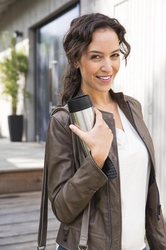 TEFAL Reismok klassiek roestvrij staal 0,36 l, comfort schroefdeksel, snel drukken, reisklaar, herbruikbaar, 100% lekvrij, houdt dranken koud (8 uur) en warm (4 uur), 360° drinken, N2020110