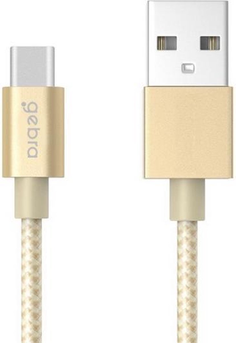 Gebra USB Type-C Kabel naar USB voor o.a. Samsung Galaxy S8+ | 1 meter | Goud | Hoge Kwaliteit