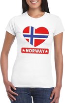 Noorwegen hart vlag t-shirt wit dames S