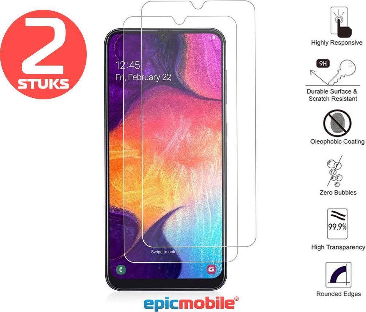 Screenprotector geschikt voor Samsung Galaxy A24 2X Screenprotector - Tempered Glass - 2Pack voordeelbundel - EPICMOBILE