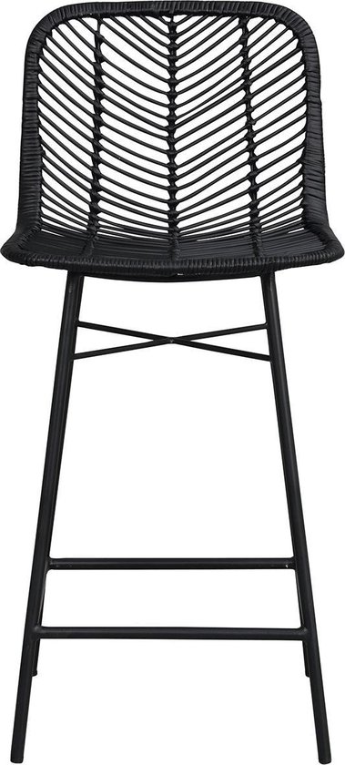 Nordiq Nita bar stool - Rotan barkruk - Kookeiland - Zwart | bol.com