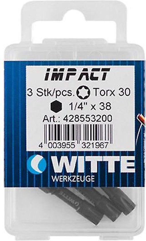 Witte Impact Torx bit - T25 - per 3 verpakt