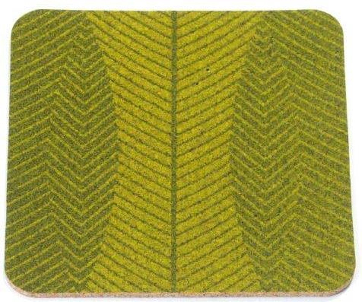 Amorim Cork Korko Home Summer Leaves Onderzetter - Kurk - 9,5 x 9,5 cm - Set van 4 stuks - Groen