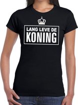Zwart Lang leve de Koning tekst shirt dames - Oranje Koningsdag/ Holland supporter kleding L