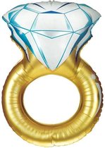 Folieballon Ring - Trouwen - Verloving - Aanzoek - Goud - Wit - 96 cm