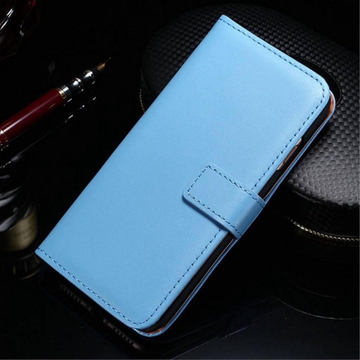 Echt Split Leren Wallet iPhone 7/8 plus - Blauw