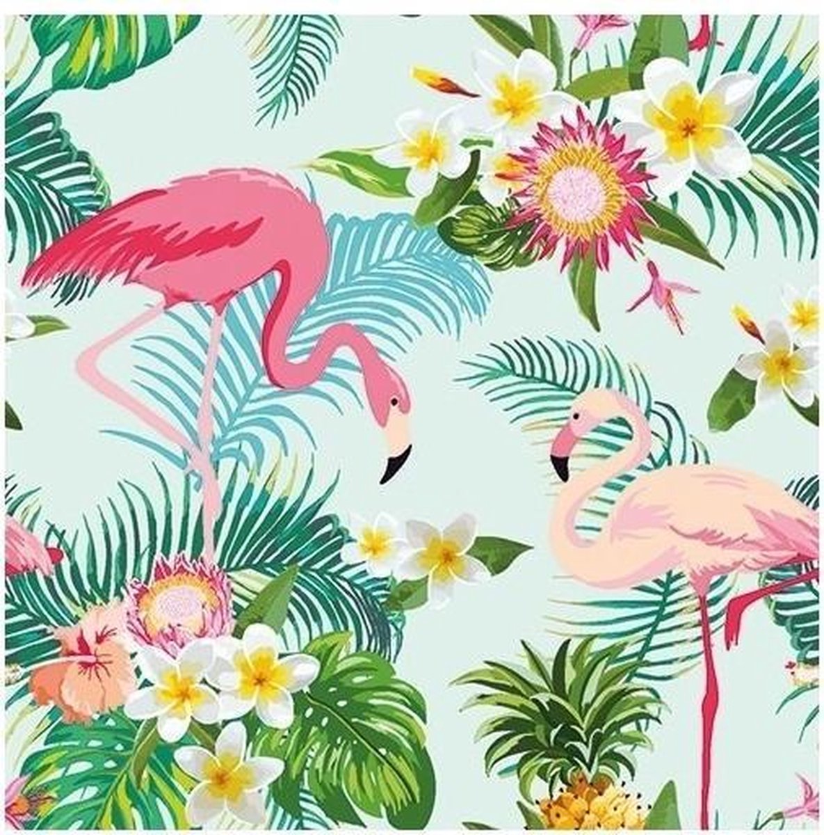 20x Flamingo exotisch thema servetten 33 x 33 cm - Papieren servetten - Merkloos