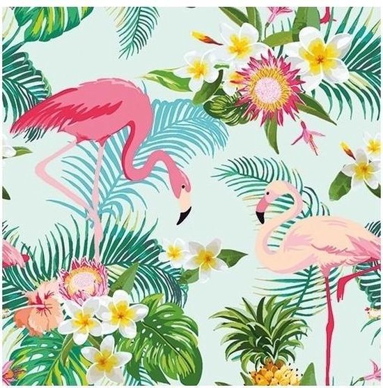 20x Flamingo exotisch thema servetten 33 x 33 cm - Papieren servetten