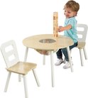 KidKraft Set met ronde opbergtafel en 2 stoelen - naturel en wit