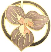 Behave Broche met bloem lelie bruin - emaille sierspeld - sjaalspeld