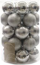 42 stuks Kerstbal plastic mix/80mm/zilver - Kerstballen - Plastic - Zilver - 42 stuks