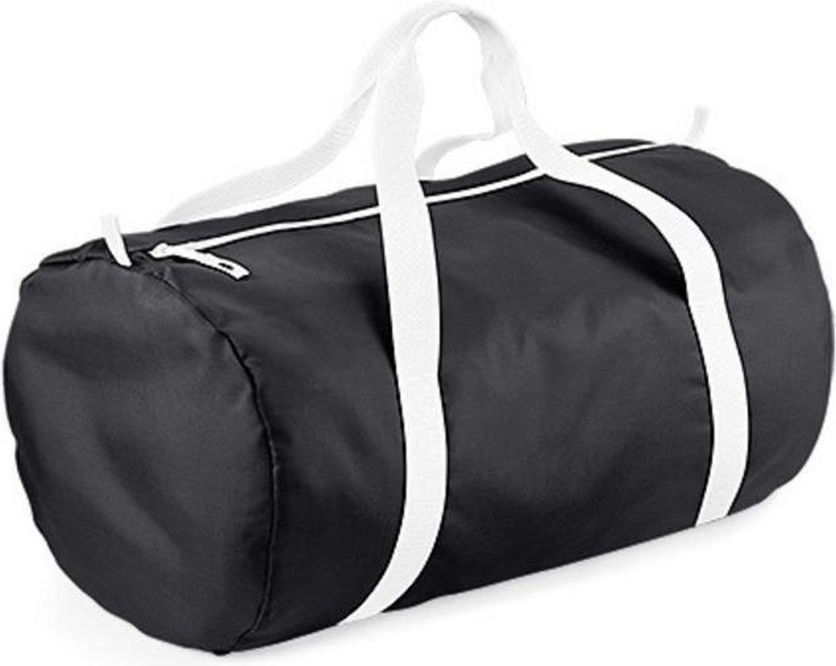 Bagbase Klein opvouwbare ronde sporttas, Kleur Black/ White