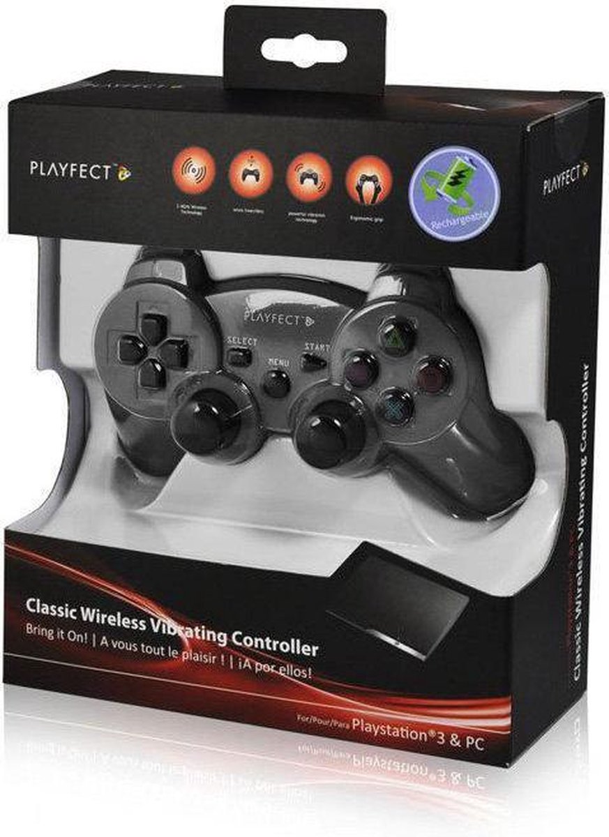 Playfect Draadloze Controller Vibratie Zwart PS3 + PC | bol