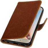 Zakelijke Book Case Telefoonhoesje Geschikt voor de Samsung Galaxy S7 Edge Plus G938F - Portemonnee Hoesje - Pasjeshouder Wallet Case - Bruin