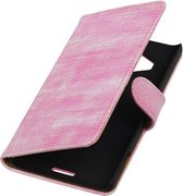 Lizard Bookstyle Wallet Case Hoesjes voor Microsoft Lumia 950 XL Roze