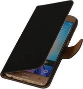 Samsung Galaxy S6 Effen Zwart - Book Case Wallet Cover Hoesje