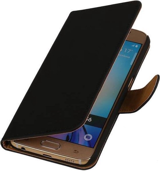 Samsung Galaxy S6 Effen Zwart - Book Case Wallet Cover Hoesje | bol.com