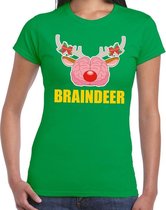 Foute Kerst t-shirt braindeer groen voor dames 2XL (44)