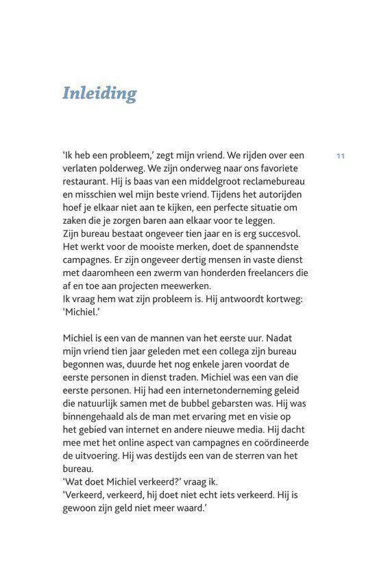 Pagina Inleiding met tekst over een vriend en een probleem met een reclameman.