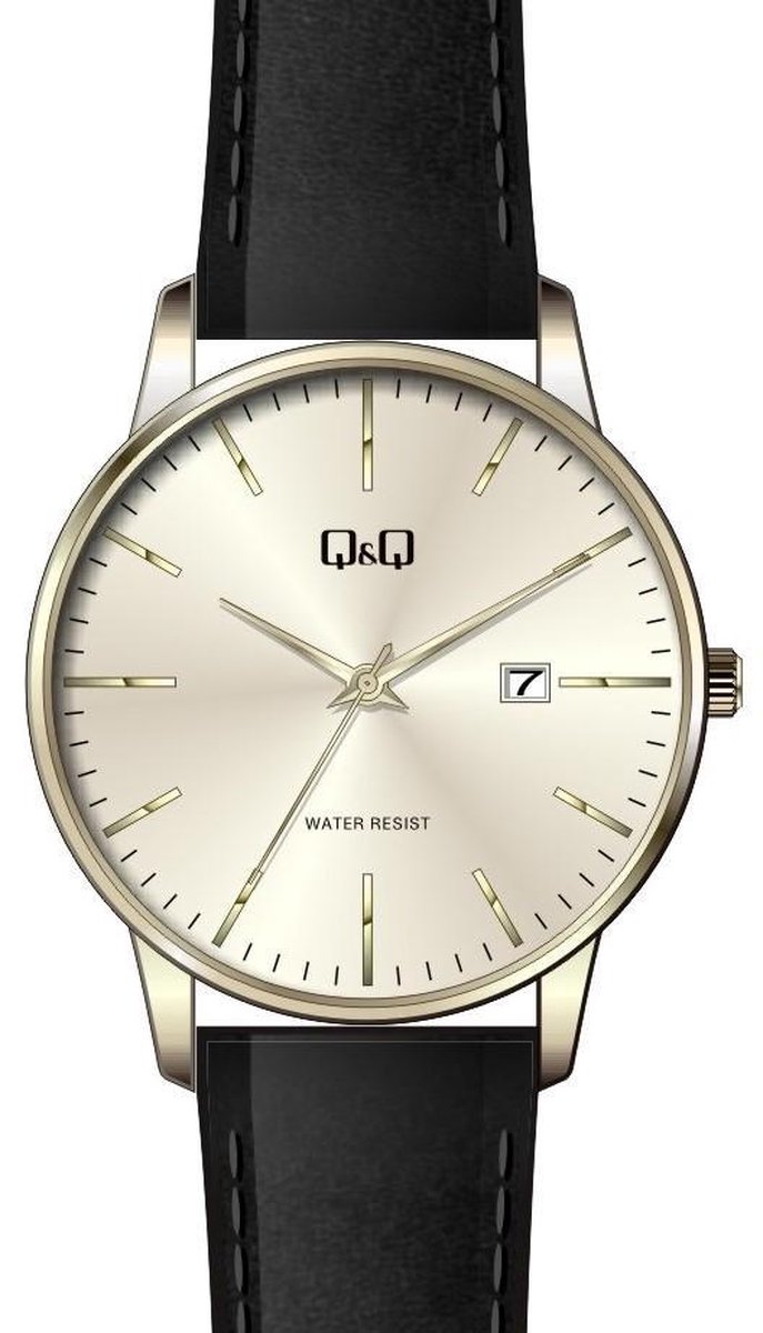 QQ heren horloge goudkleurig met datumaanduiding BL76J820